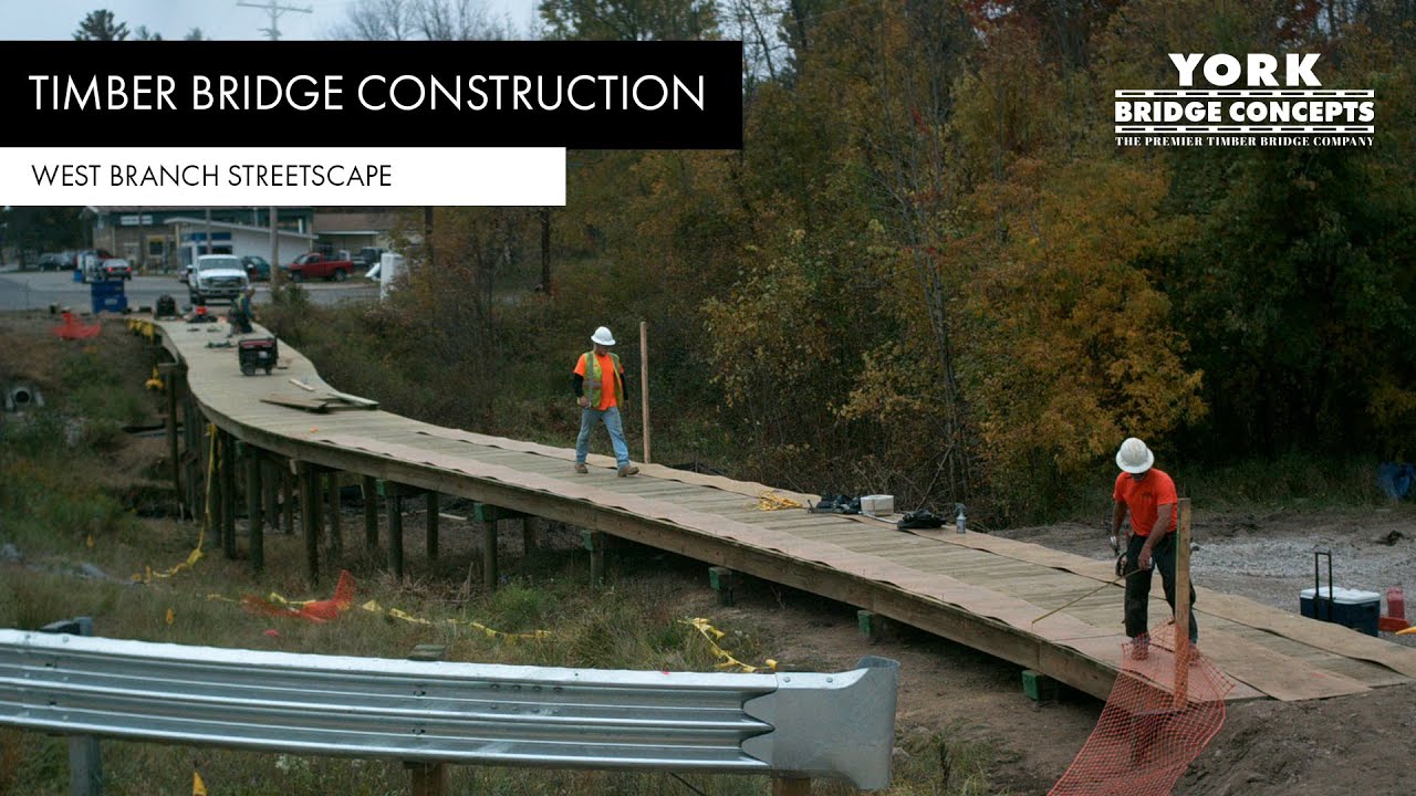 Building a 260-Foot Pedestrian Bridge | West Branch Streetscape, MI | York Bridge Concepts