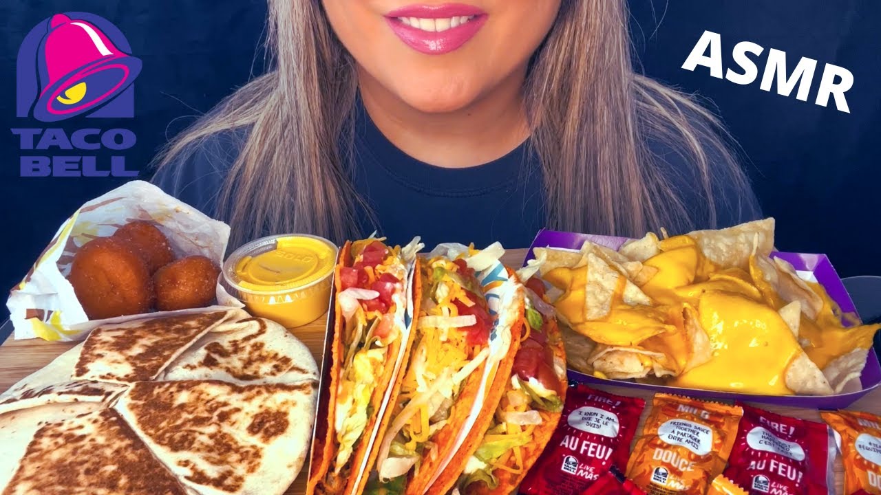 ASMR TACO BELL MUKBANG | COLLAB WITH @LivinLaVidaAries (EATING SOUNDS) no talking | Mandy Foods ASMR