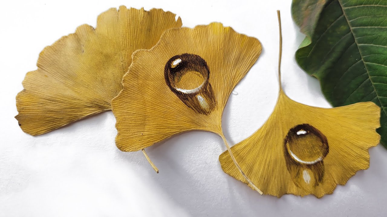 在葉子上畫水珠How to paint water drops on autumn leaves