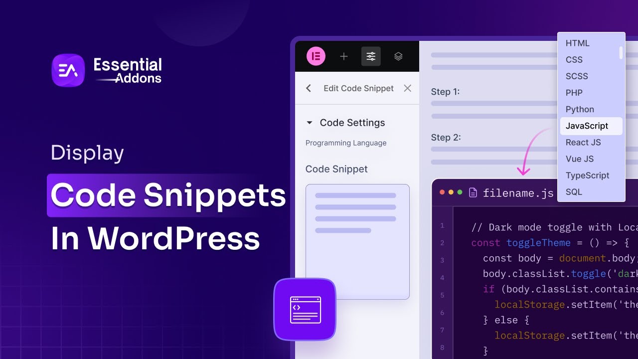 How to Display Code Snippets in Elementor with Essential Addons?