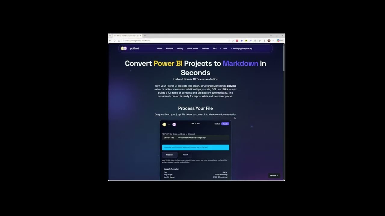 pbi2md - Quickest Power Bi documentation workflow