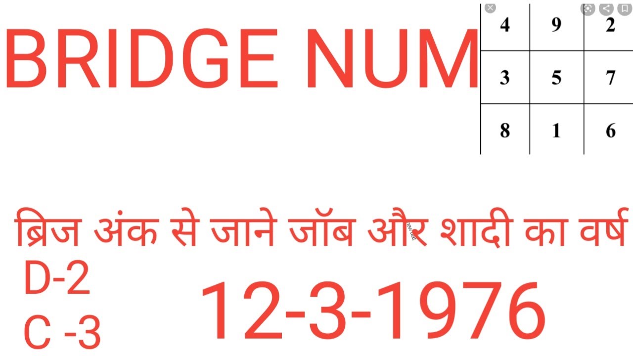 BRIDGE NUMBER SE JANE JOB , AUR SHADI KIS VARSH ME HOGI