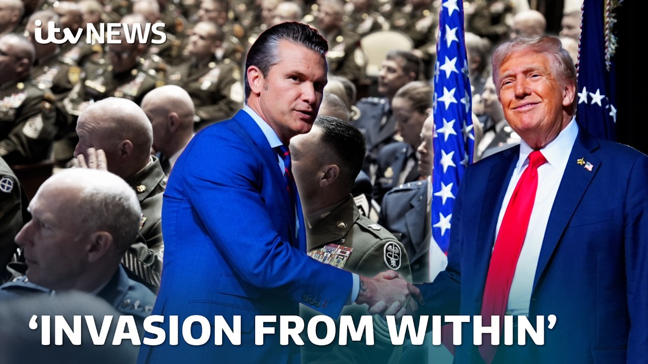 Trump says US is 'under invasion from within' in unusual speech to generals | ITV News