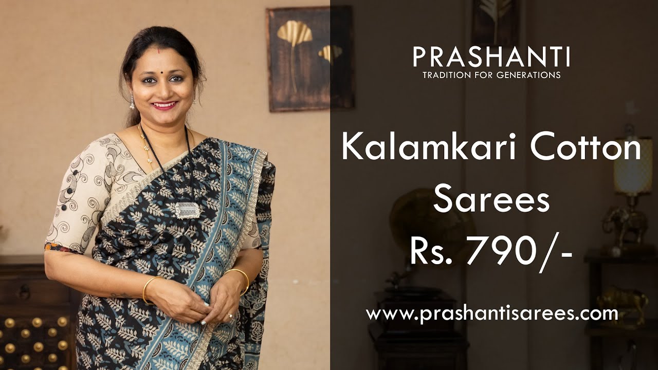 Хлопковые сари Каламкари от Prashanti по цене рупий. 790/- | 06 мая 22