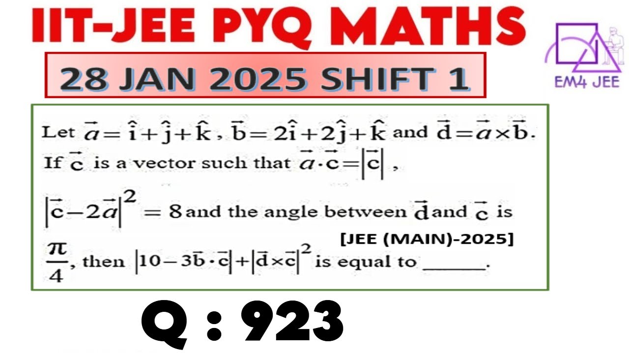 Let a = i + j + k , b = 2i + 2j + k and d = a &times; b. If c is a vector such that a .c = |c| ,|c -2a |^2