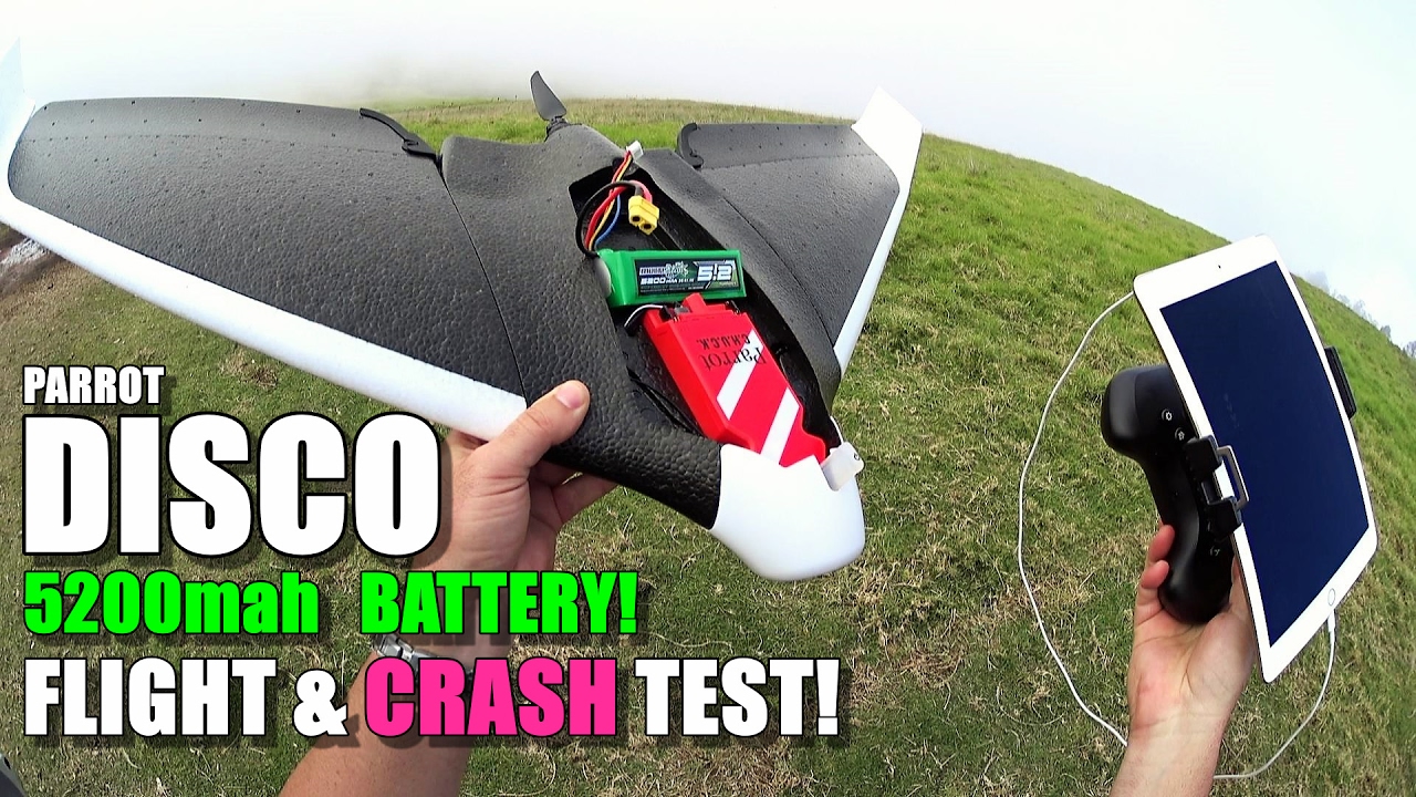 PARROT DISCO Review - Part 5 - [5200mah High Capacity Battery Cloud Flight & Crash Test]