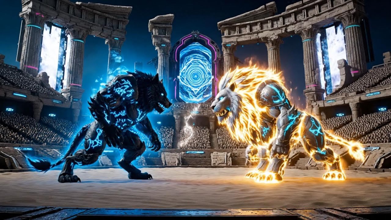 Epic Encounter: Rare White Lion vs. Grey Wolf | Ancient Arena Showdown
