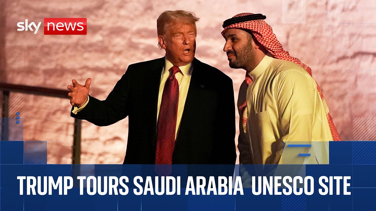 Donald Trump arrives for tour of Saudi UNESCO site