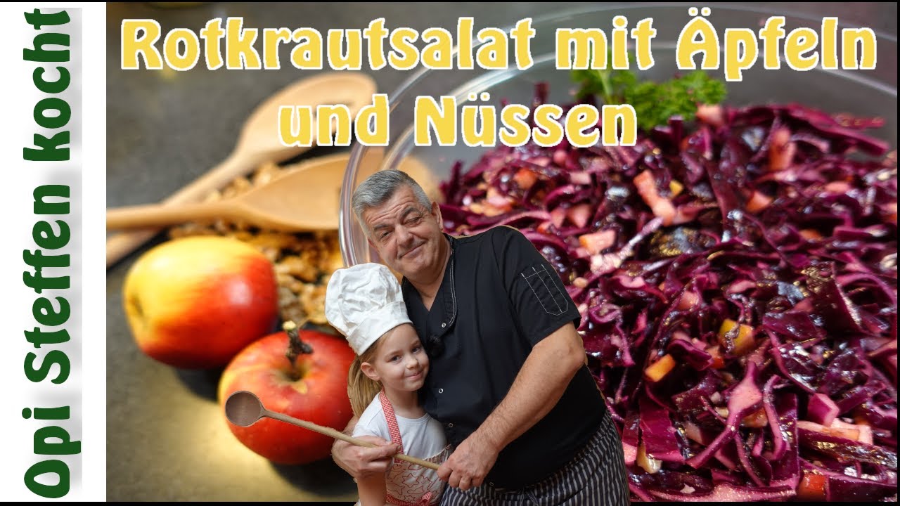 Rotkrautsalat mit Äpfeln und Nüssen-frisches Winterrezept mit Biss