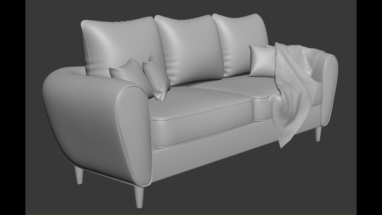 3dsmax Sofa and pillow modeling