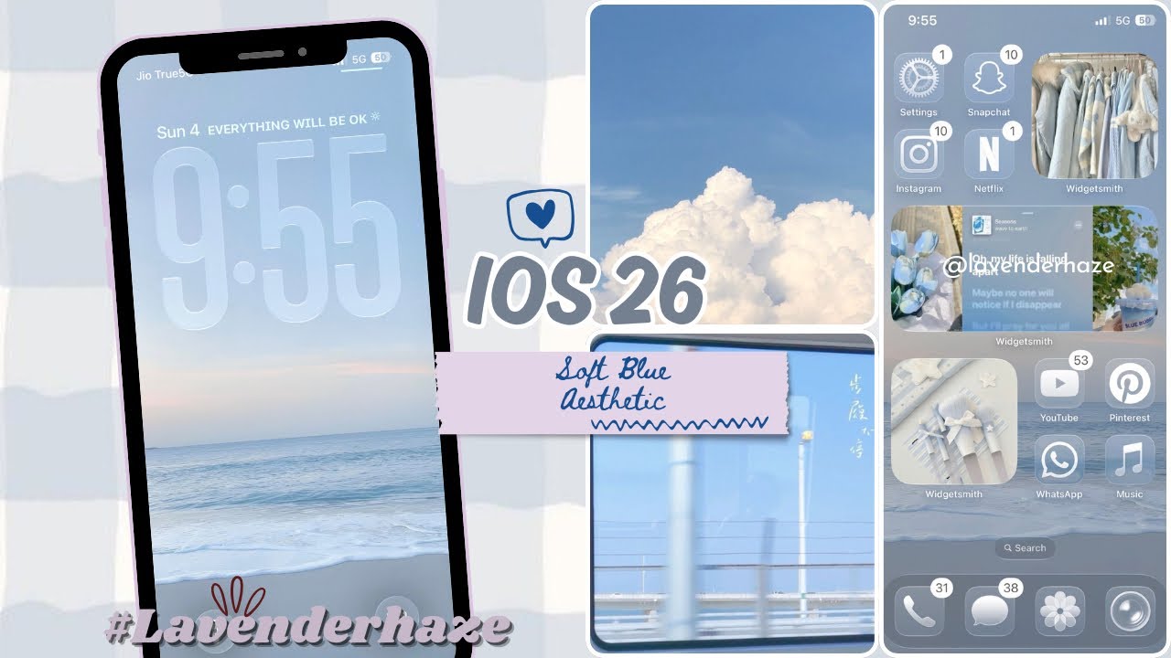 POV: you live in a mist of soft blue 🫧🪞| iOS 26 Setup⋆｡˚꩜