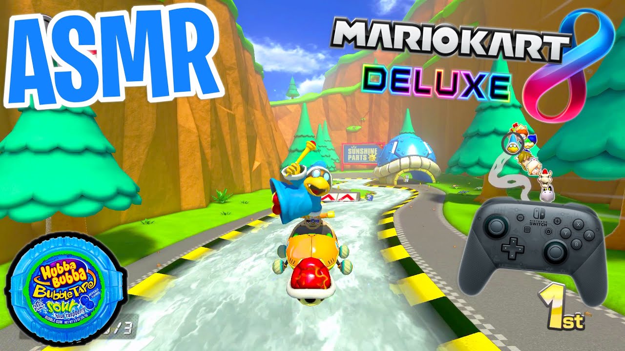 ASMR Gaming 😴🏎️ Mario Kart 8 Deluxe Relaxing Gum Chewing 🎮🎧 Nintendo Switch OLED Controller Sounds 💤