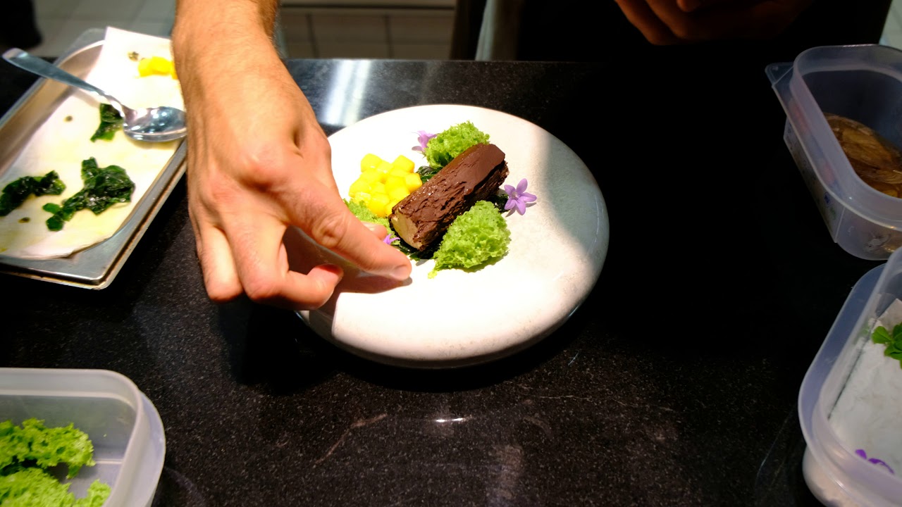Sabarigo prepares a sorrel dessert at Costes Downtown, Budapest
