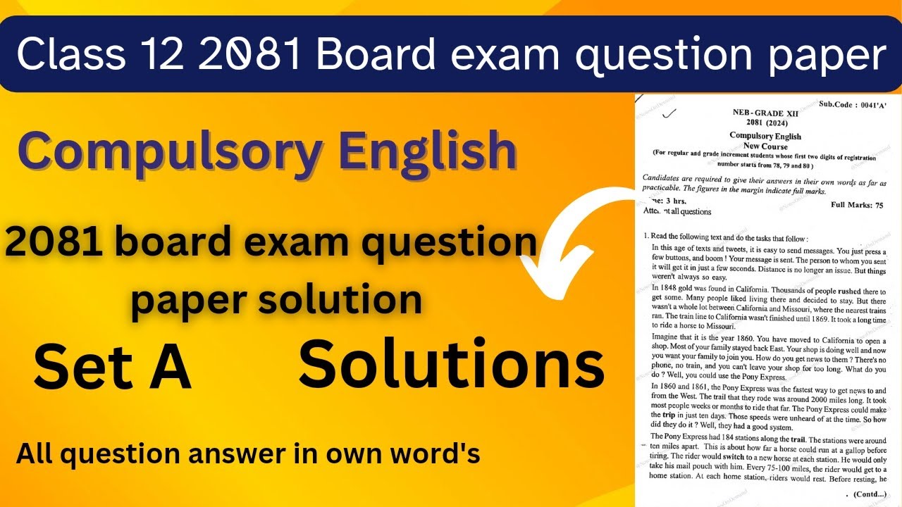 neb class12 english question paper 2081 solution. #neb #class12 full solution