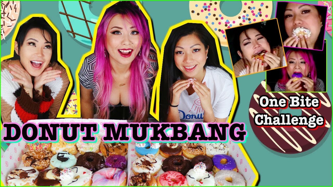 Donut One-Bite Eating Challenge | Donut Mukbang ft. Ashyi & Teasemay | DK Donuts | RainaisCrazy