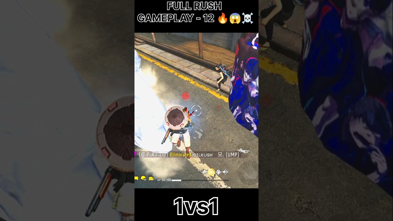 Full rush 1vs1 Gameplay - 12 🔥😱☠️ Free Fire Max 