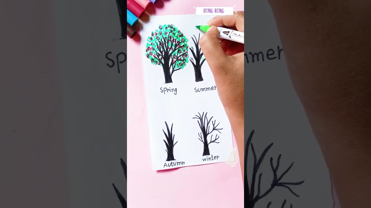 4 seasons trees  #short #youtubeshorts #satisfying #art
