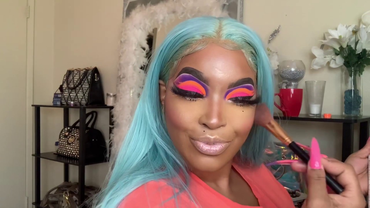 Neon cut crease Myo makeup pigments || How to Slay Your Face with a Platinum Blue Hair
