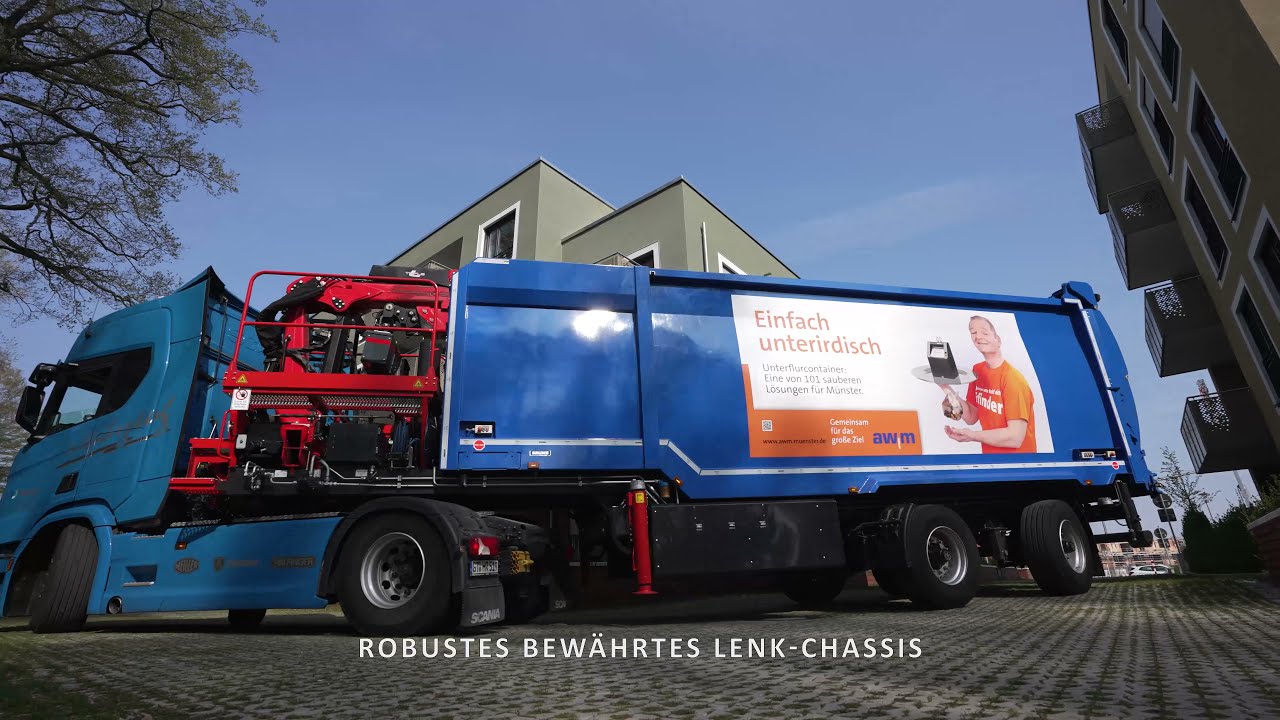 Bruns FlexCollect auf Reiling Kippsattel mit Epsilon-Kran und Scania Zugfahrzeug