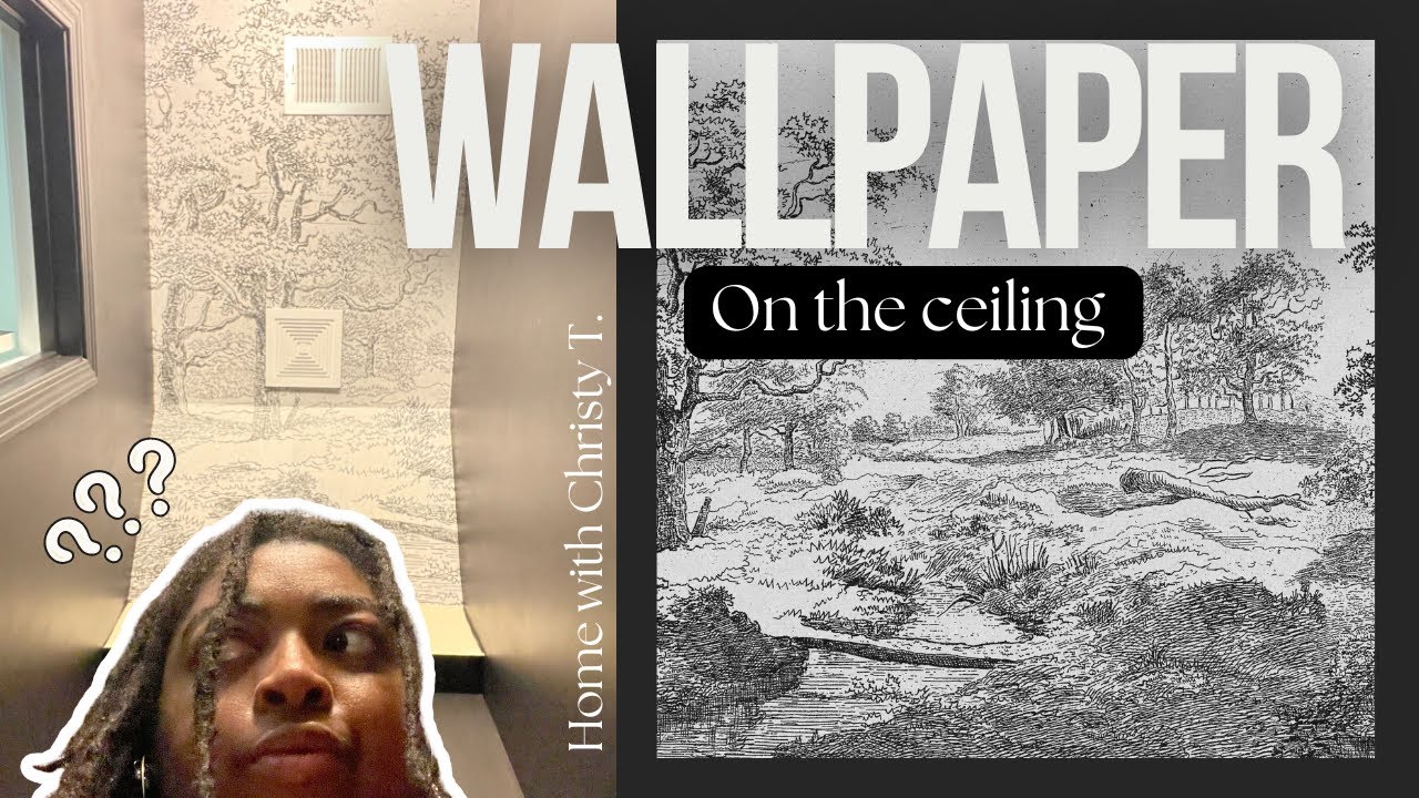 Wallpapering the ceiling with peel and stick wallpaper from wall blush l Its easier than you think
