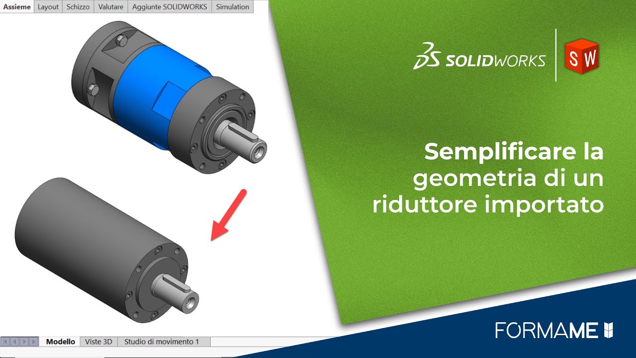 Semplificare la geometria di un riduttore importato STEP in SolidWorks