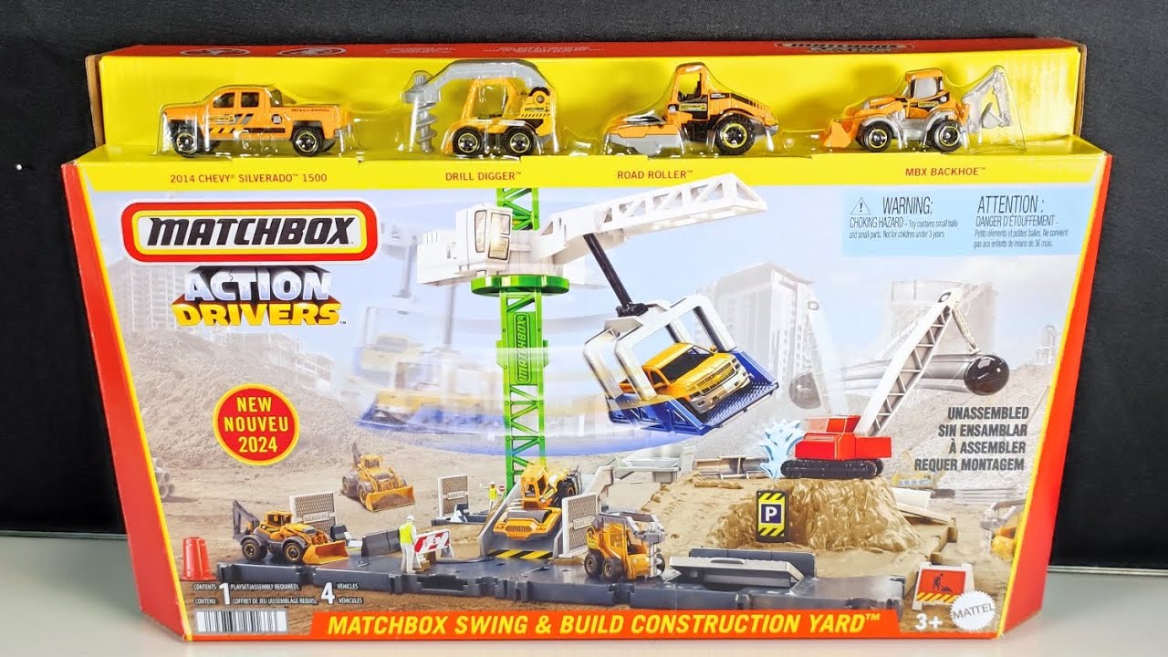Matchbox Action Drivers new 2024 Swing & Build Construction Yard! Opening & Observation!