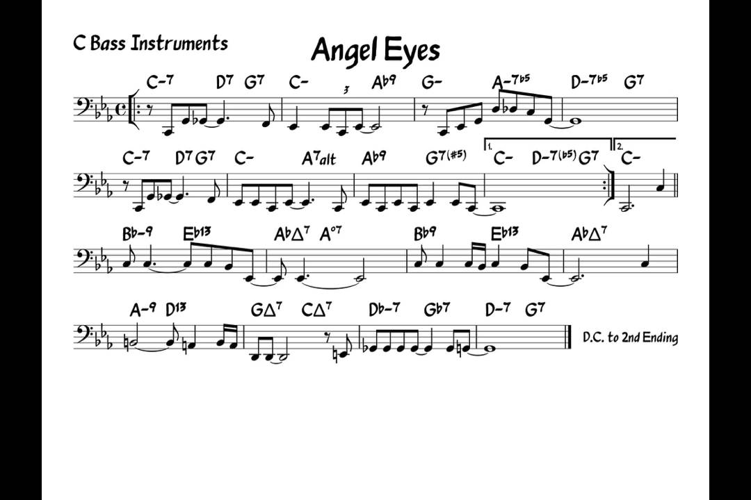 Angel eyes - Play along - C bass version