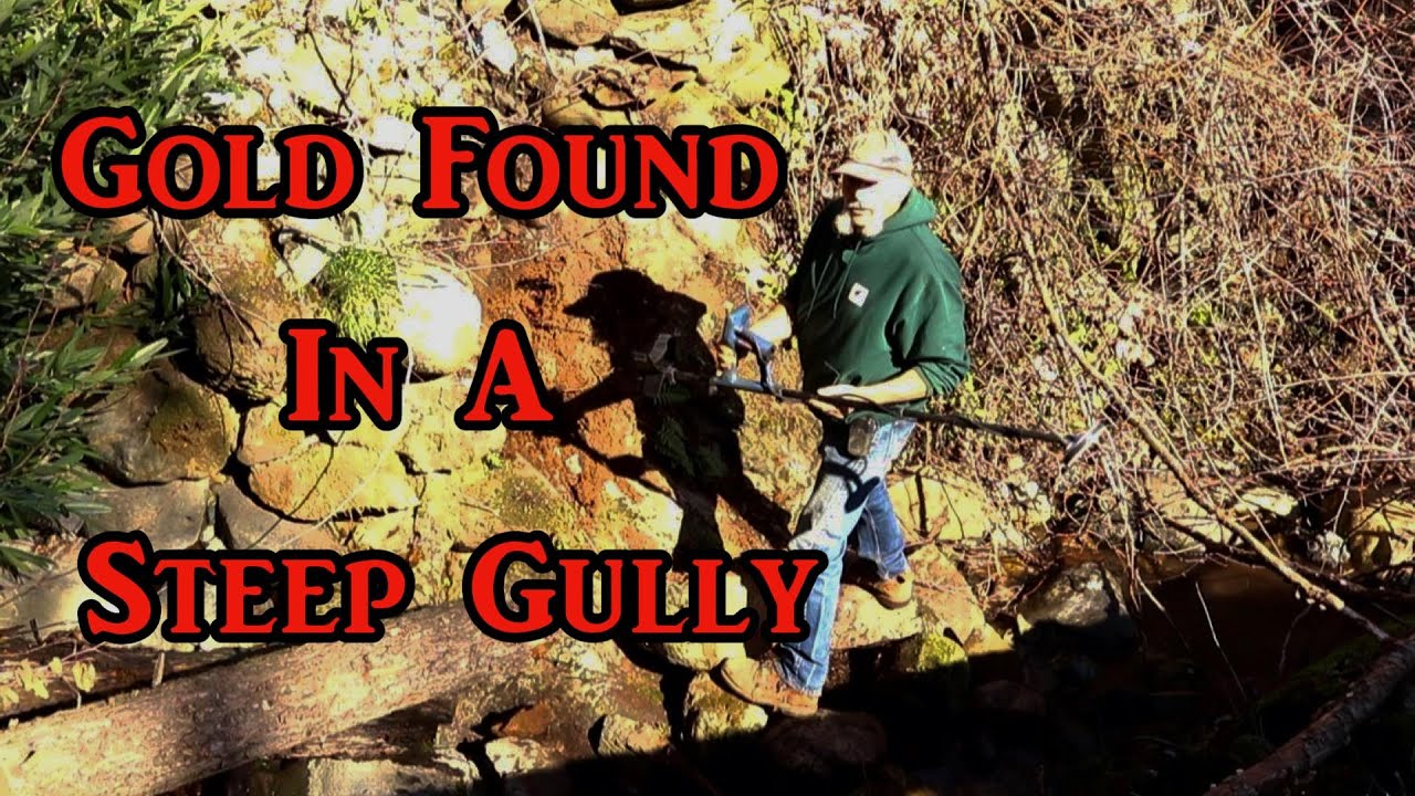 Detecting a steep gully for gold and testing a detector along the way.