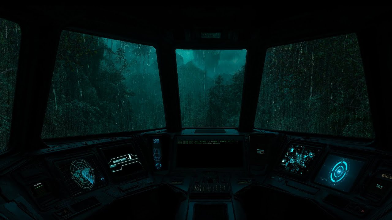 Soothing Sci-Fi Rain Ambience ⛈️ | Futuristic Spaceship View | Relaxing, Study, ASMR Sounds