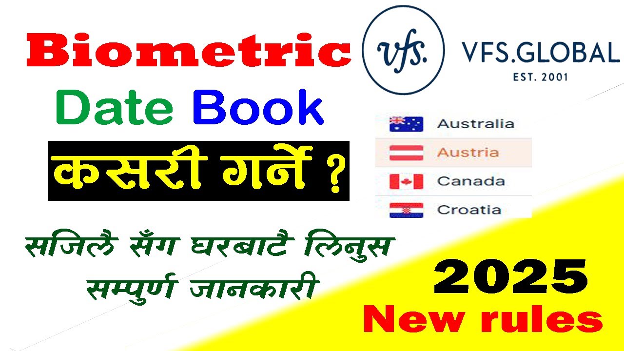 How to book appointments  for biometrics in Nepal (VFS global Nepal book appointment)