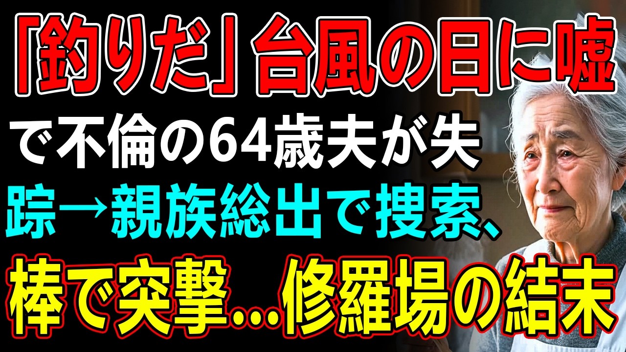 「釣りだ」台風の日に嘘で不倫の64歳夫が失踪→親族総出で捜索、棒で突撃…修羅場の結末