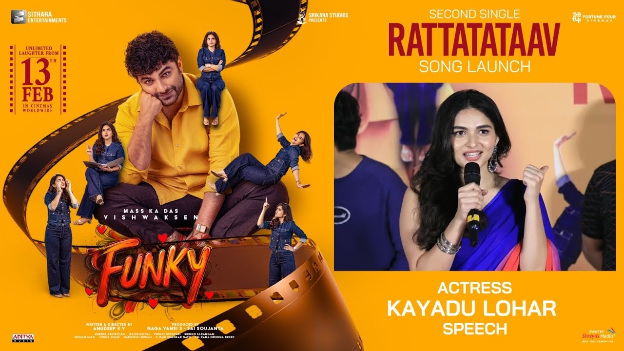 Actress Kayadu Lohar Speech at RATTATATAAV Song Launch Event | Funky | Vishwak Sen | Shreyas Media