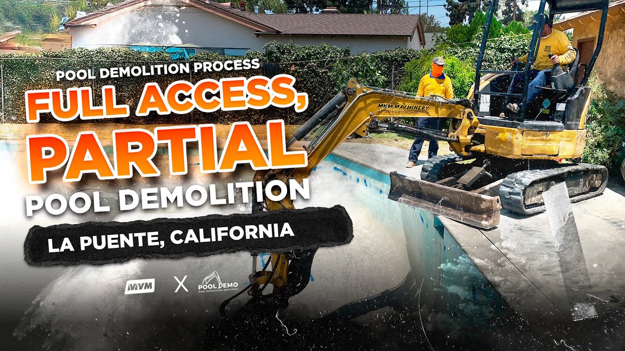 Swimming Pool Demolition Process in La Puente, California/ Full Access, Partial Pool Demolition