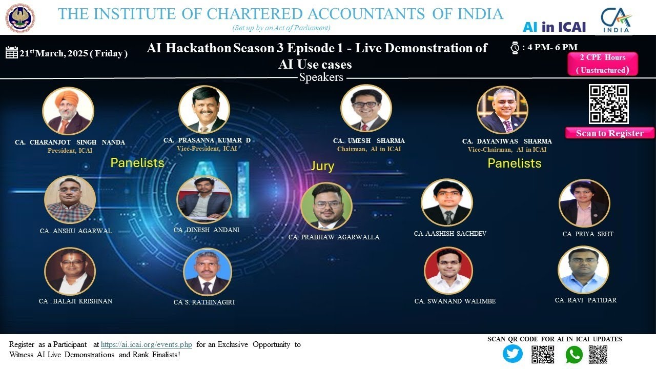🚀 AI Hackathon Season 3 - Live AI Use Case Demonstrations | ICAI AI in Finance & Audit