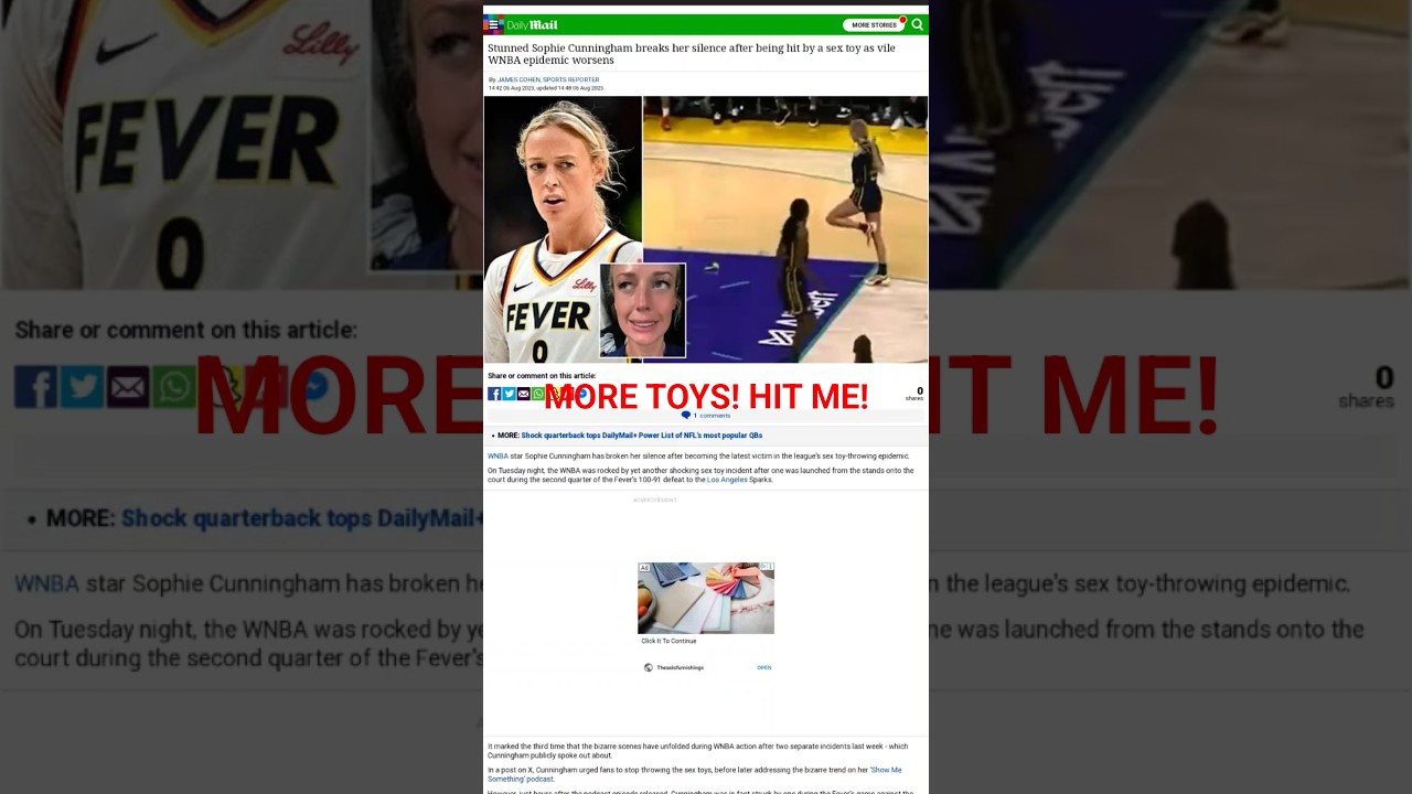WNBA SEX  TOYS AGAIN!!cunningham hit.  congrats..you want to complain #wnba #espn #foxnews #skynews