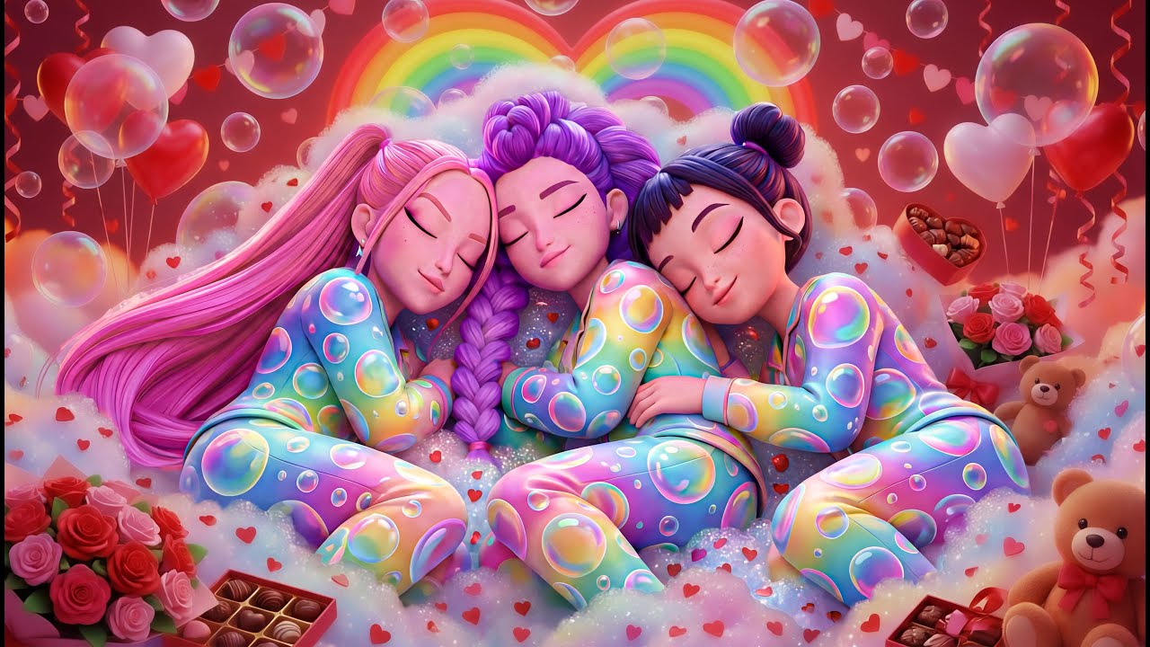 Romatic Valentine Sleep with Rumi, Mira & Zoey | Relaxing Piano Music for Sleep with Huntrix