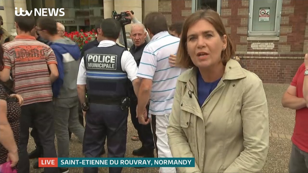 Scuffles at French priest's murder scene during live report