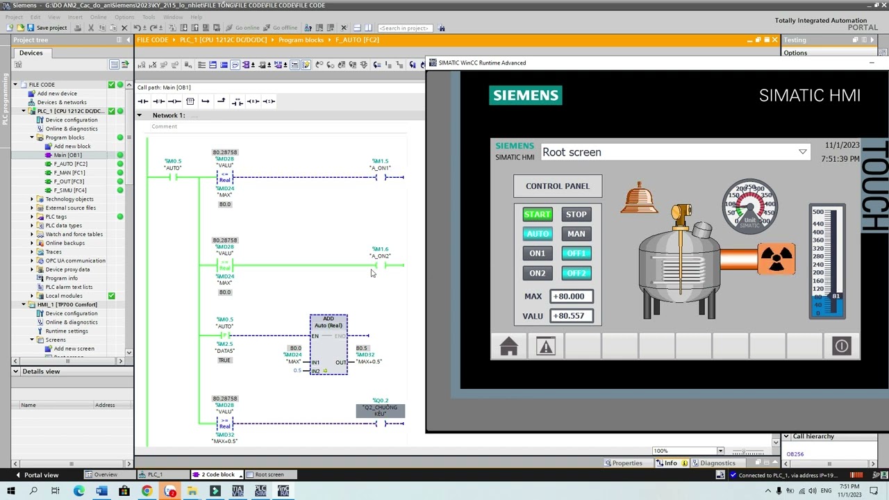 PLC S7 1200 - Hệ thống điều khiển ổn định nhiệt độ của một lò nhiệt dùng PLC S7 1200, HMI