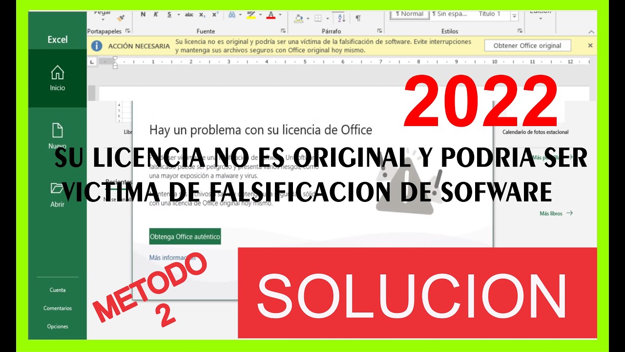 SU LICENCIA NO ES ORIGINAL / HAY UN PROBLEMA CON SU LICENCIA DE OFFICE 2022 METODO 2