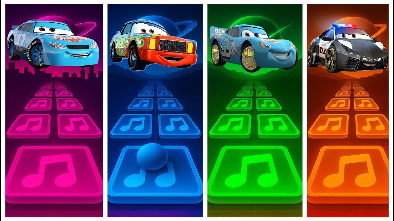Cars Team Dinoco 🆚 Chicks 🆚 Lighting McQueen 🆚 Lamborgini | Tiles Hop Edm Rush