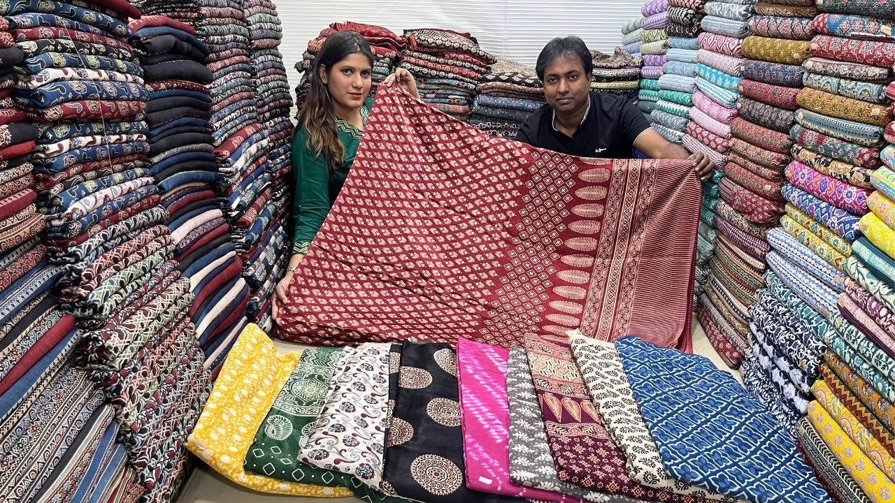 Rajasthani Block Print/ Ajrakh/ indigo/ Dabu cotton fabric Wholesale Shop N G Textile Kolkata