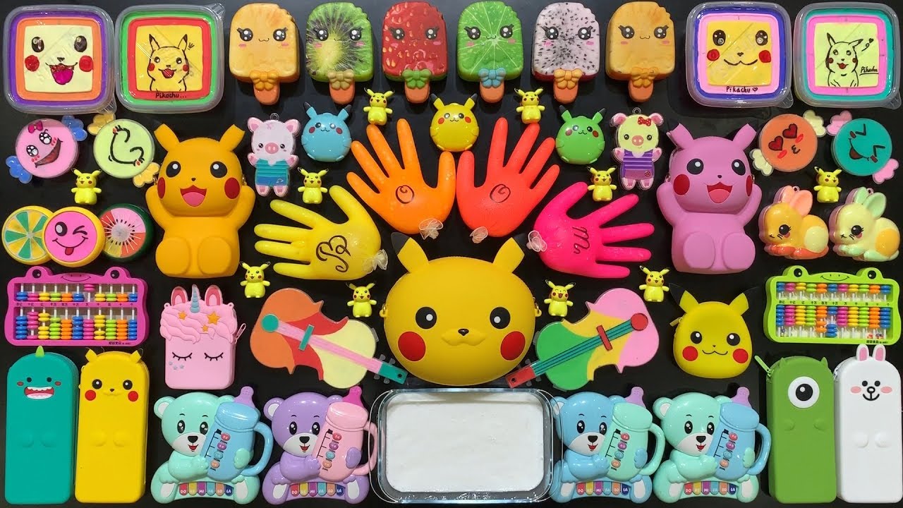 Festival of Colors !! PIKACHU !! Mixing Random Things Into Slime !! Satisfying Slime Smoothie #790