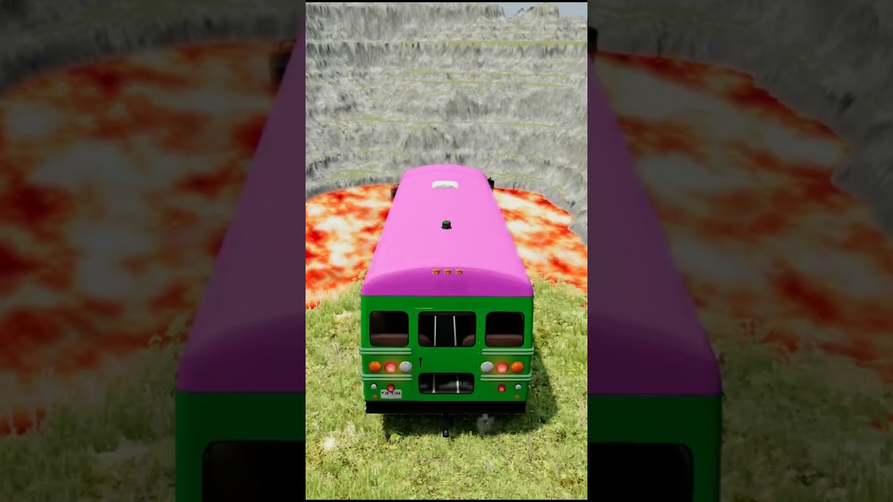 Autobus kontra gigantyczny d&oacute;ł lawowy - BeamNG.drive #beamng #shorts #beamngdrive #samoch&oacute;d #usa #wirusowy