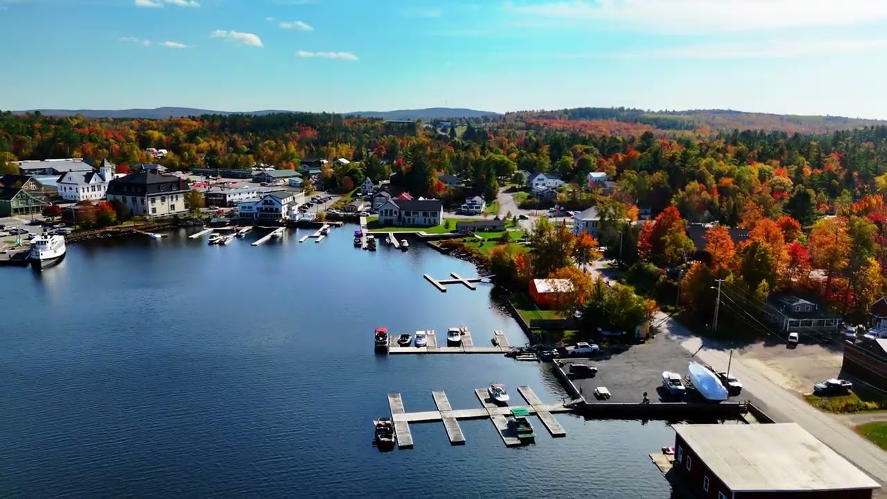 4K Drone video over Greenville, Maine at Moosehead Lake.  Shot on DJI Air 3.