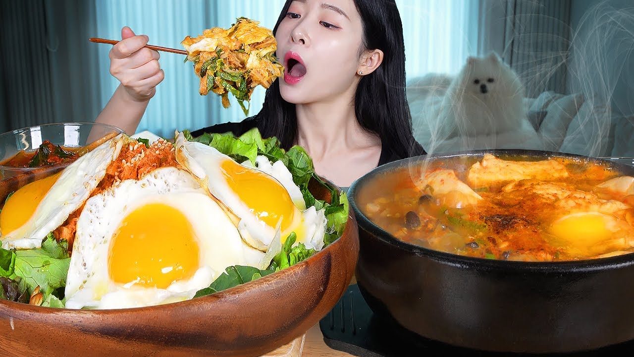 ASMR MUKBANG | Мой последний приём пищи перед медосмотром — тунец бибимбап, мягкого тофу