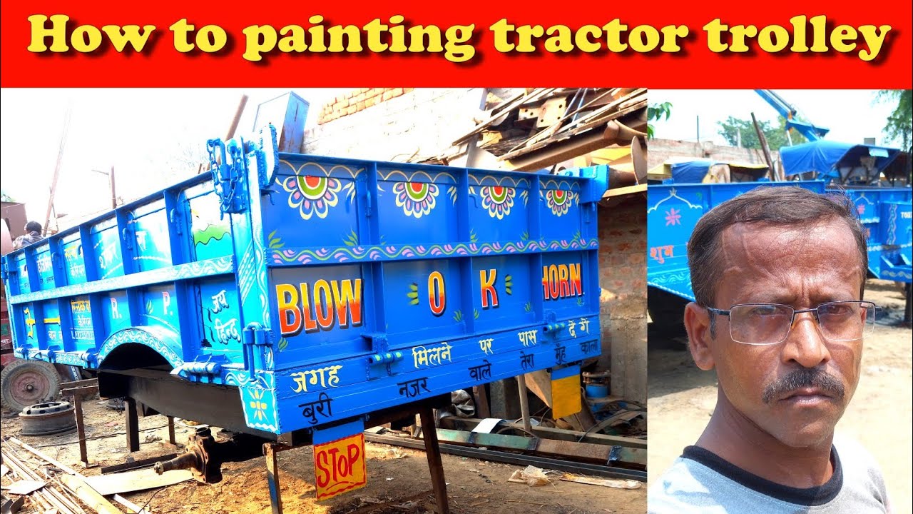 How To Painting Tractor Trolley | Tractor Hand Writing