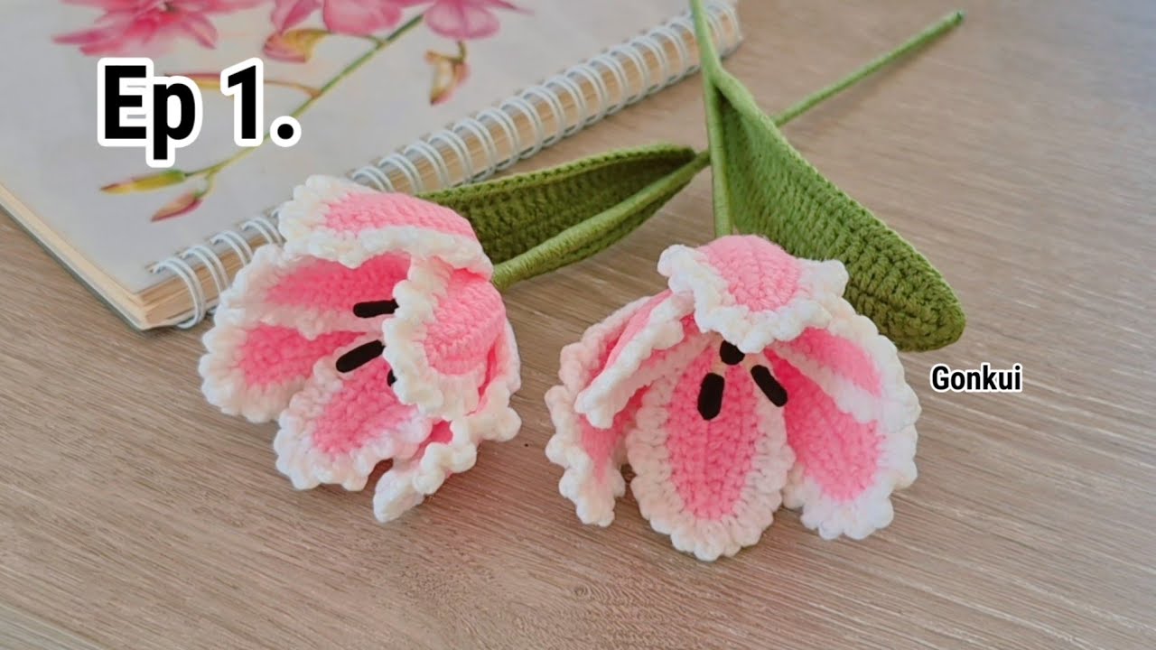 Ep1. Outer petals 🌷 Crochet Parrot Tulip Flower Tutorial step by step | Crochet Flower Bouquet 