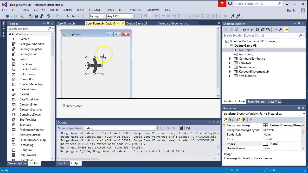 VB.net Moving objects on forms and looping to start