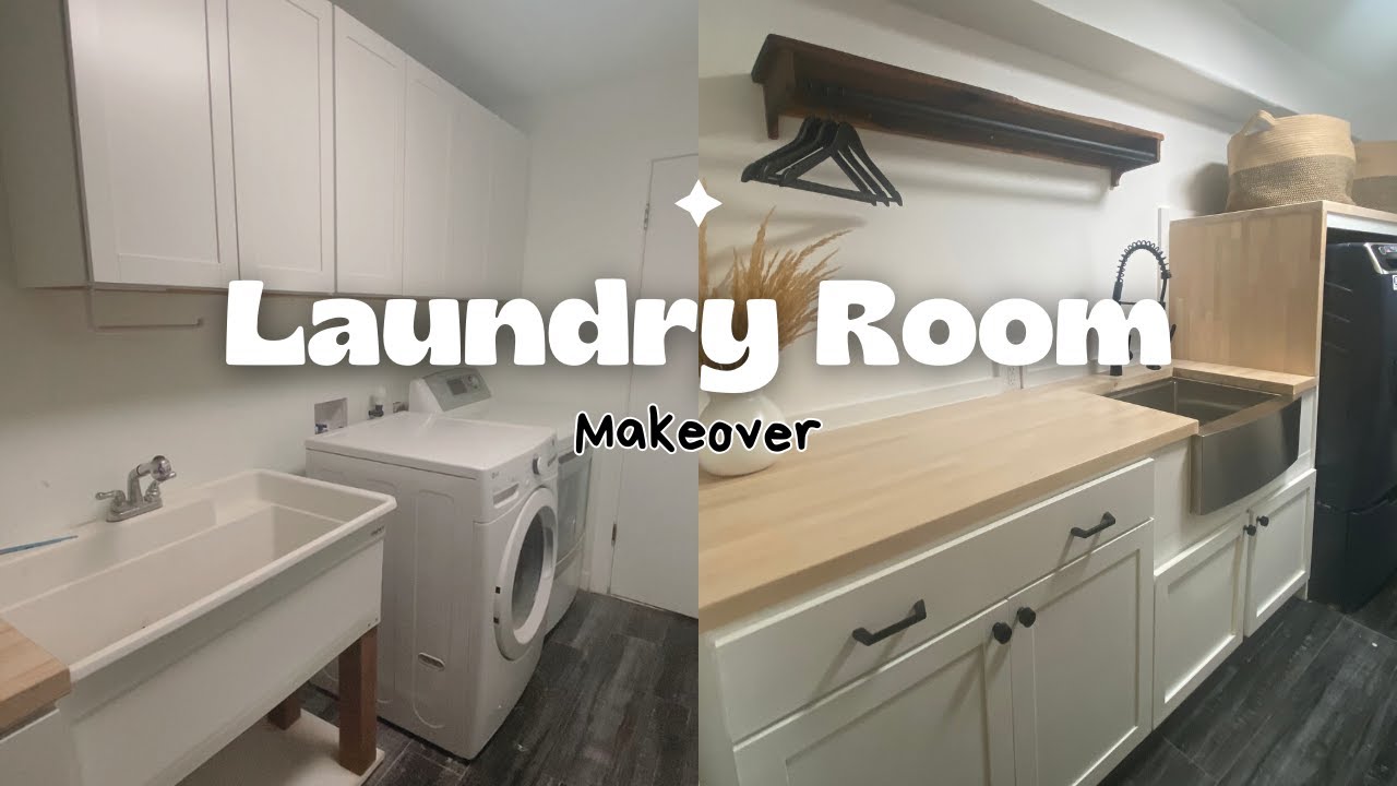 DIY Small Laundry Room Makeover - From Sad to Cozy Laundry Room Transformation 2024