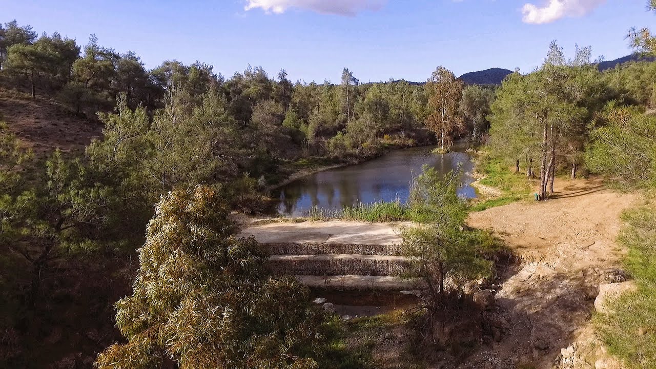 Gabion dam & double bridge of Delikipos (Cyprus aerial video)